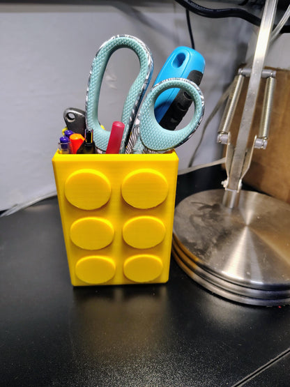 Lego-Inspired Desk Organizer, Pen and Marker Holder, Office Decor