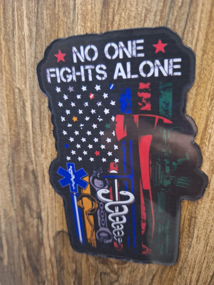 No One Fights Alone Magnet: Waterproof Vinyl, American Flag