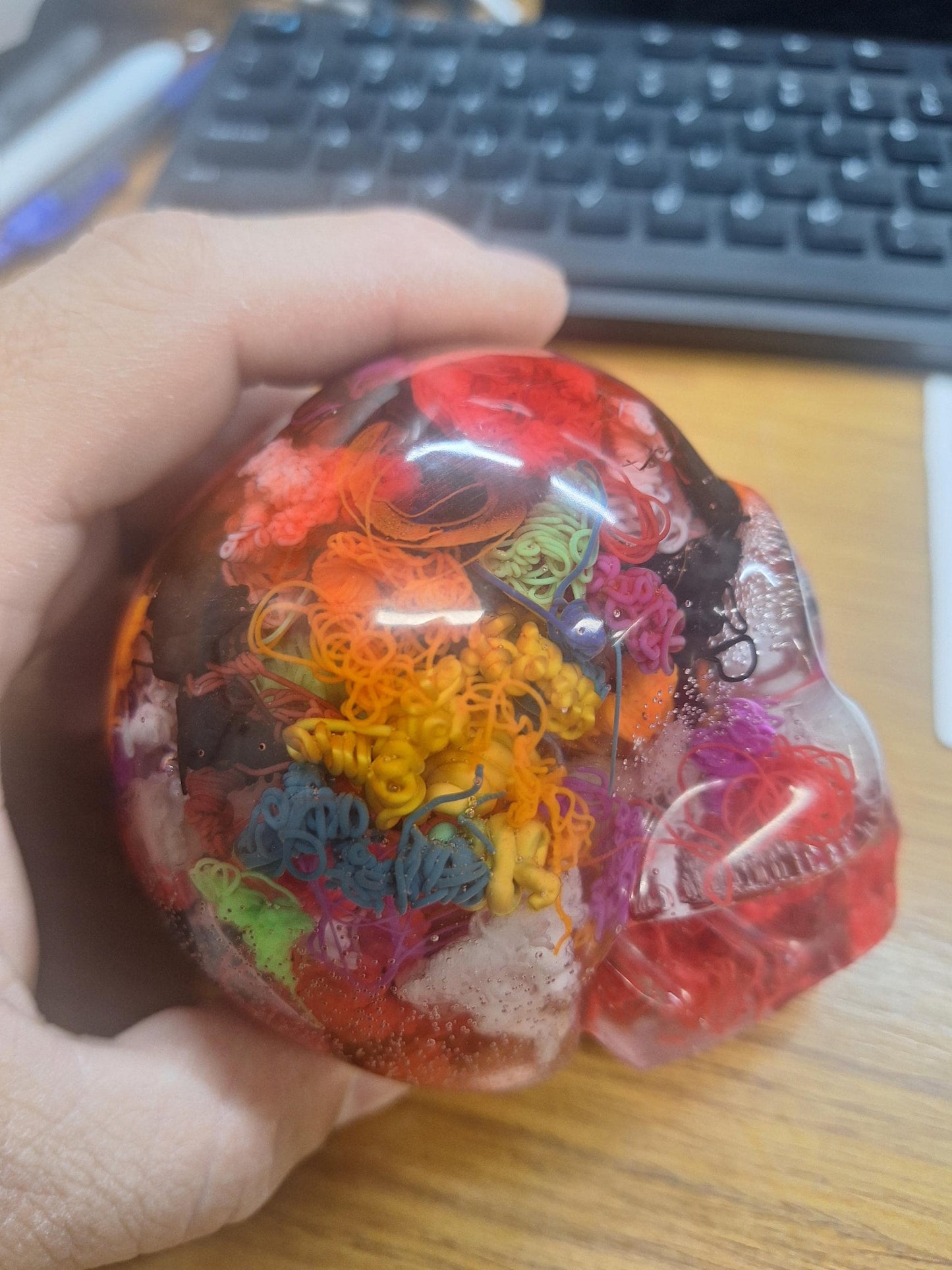 3D Printed Skull Paperweight: Resin Filament 'Printer Poop' Art