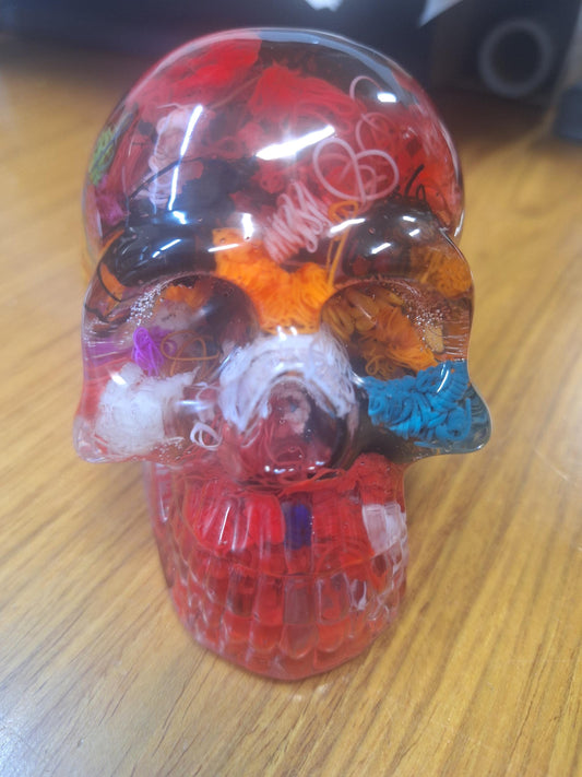 3D Printed Skull Paperweight: Resin Filament 'Printer Poop' Art