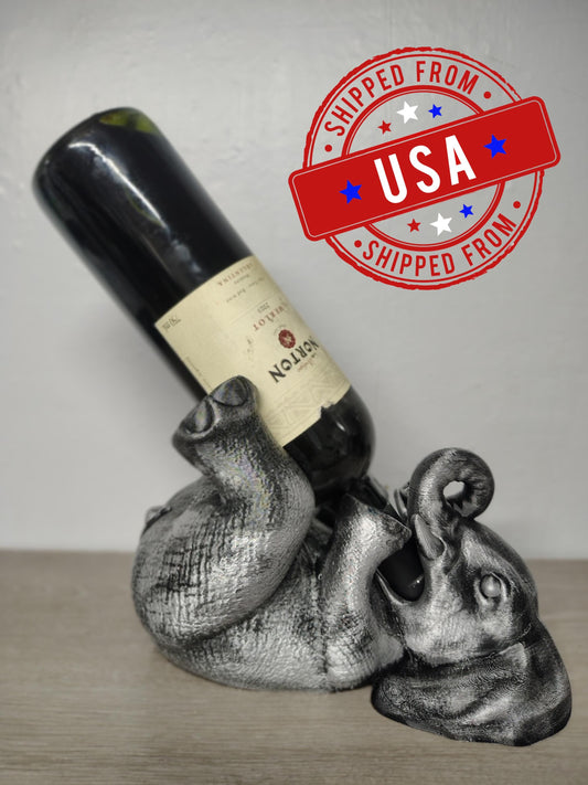 Elephant Wine Bottle Holder: Unique Home Bar Decor - 3D Printed