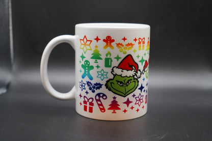 Grinchmas Colorful 11oz Coffee Mug 100% Dishwasher and Microwave Safe Sublimation Ink