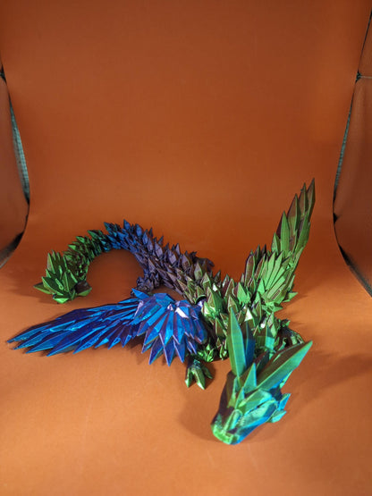 3D Printed Crystal Dragon Fidget Toy: Rainbow Desk Decor