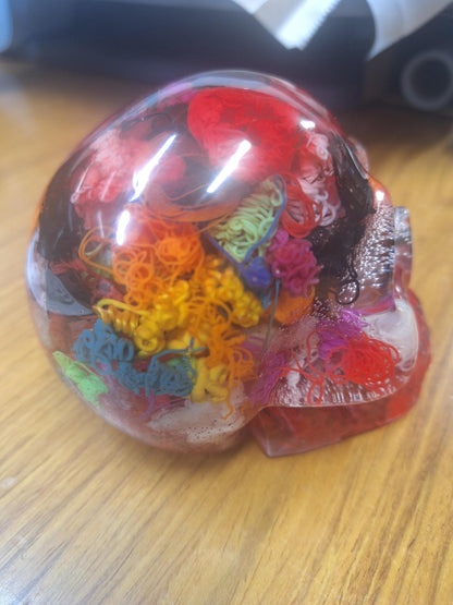 3D Printed Skull Paperweight: Resin Filament 'Printer Poop' Art