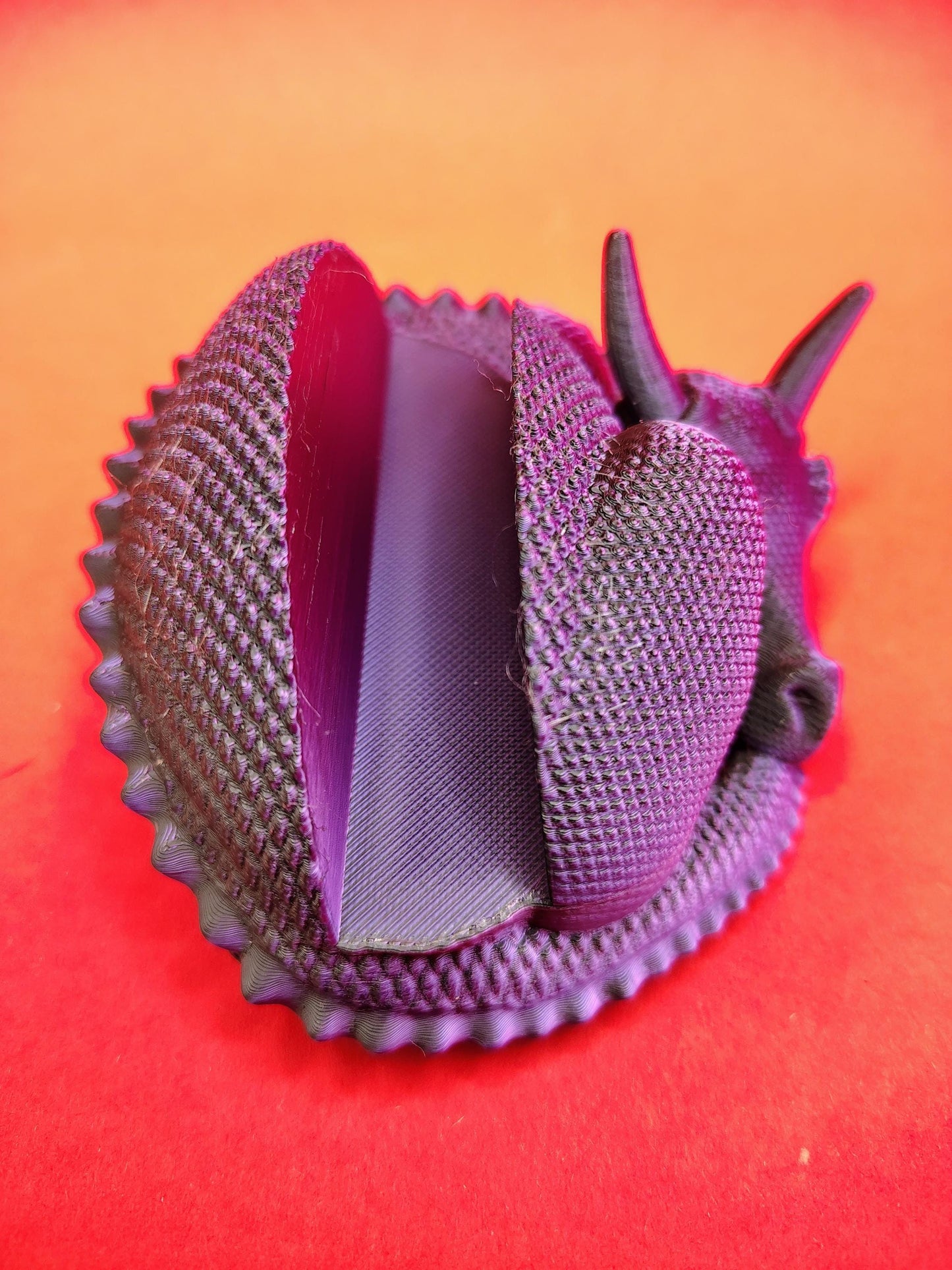 Sleeping Dragon Phone Holder: 3D Printed Purple-Black PLA Desk Stand