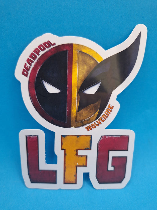 Deadpool Wolverine Vinyl Sticker: LFG Waterproof Decal (5"H x 3.5"W)