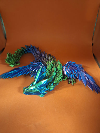 3D Printed Crystal Dragon Fidget Toy: Rainbow Desk Decor