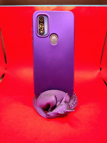 Sleeping Dragon Phone Holder: 3D Printed Purple-Black PLA Desk Stand