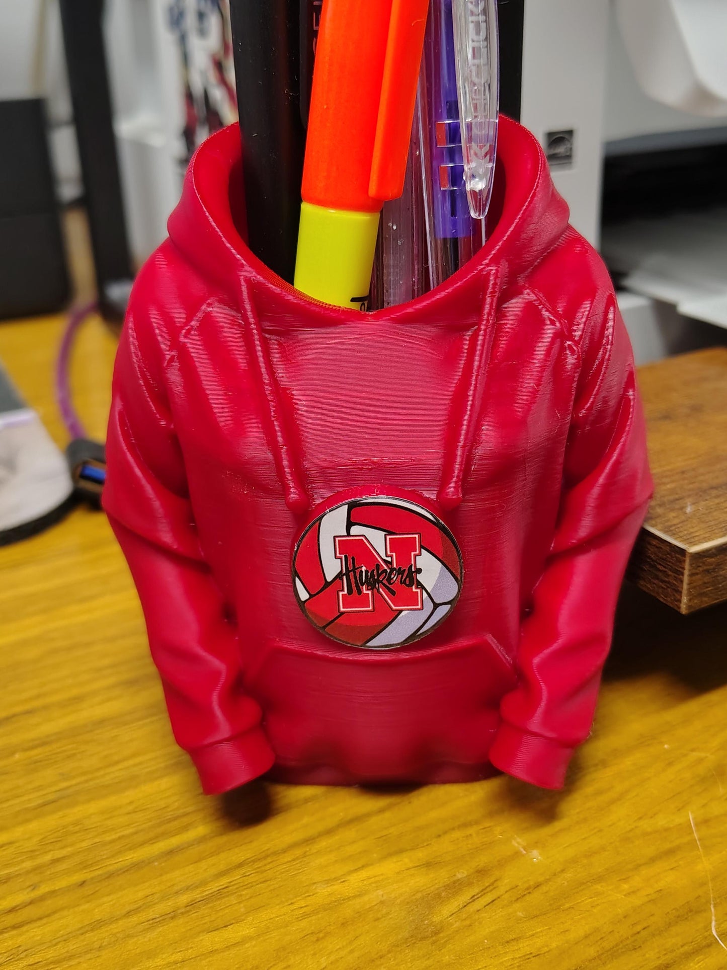 Husker Volleyball Pen Holder, NCAA Team Desk Organizer