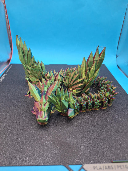 3D Printed Crystal Dragon Fidget Toy: Rainbow Desk Decor