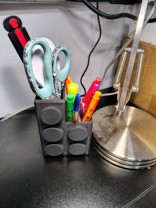 Lego-Inspired Desk Organizer, Pen and Marker Holder, Office Decor