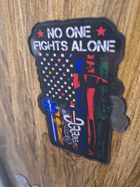 No One Fights Alone Magnet: Waterproof Vinyl, American Flag