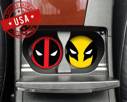 Deadpool & Wolverine Car Coasters, Marvel Fan Gift (2-PK)