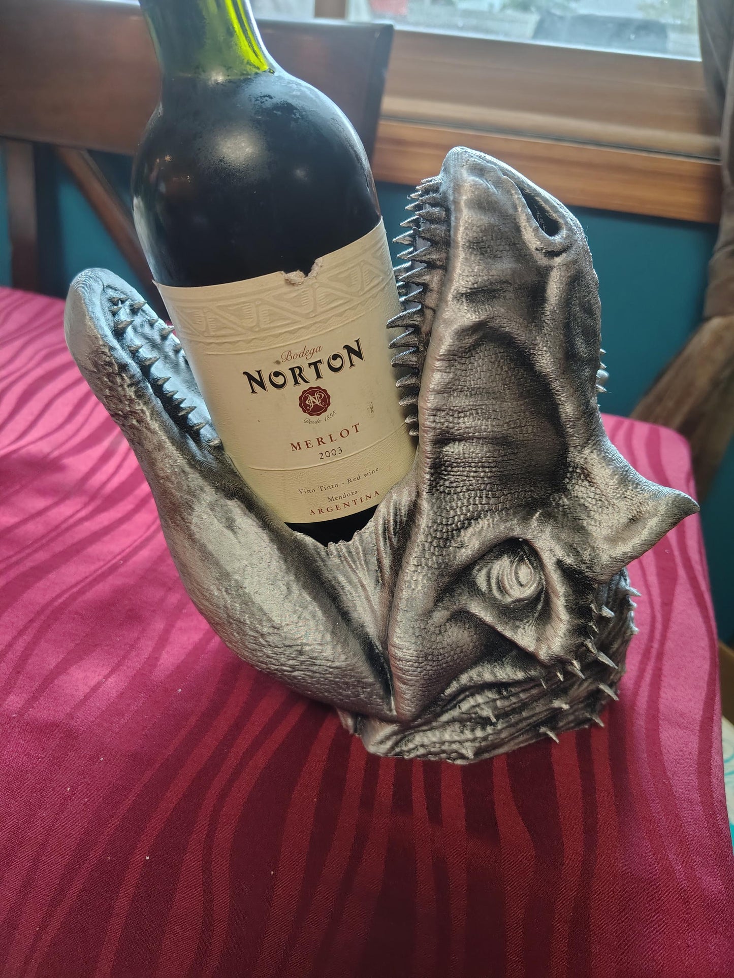 3D Printed Dinosaur Wine Bottle Holder | Unique Bar Decor
