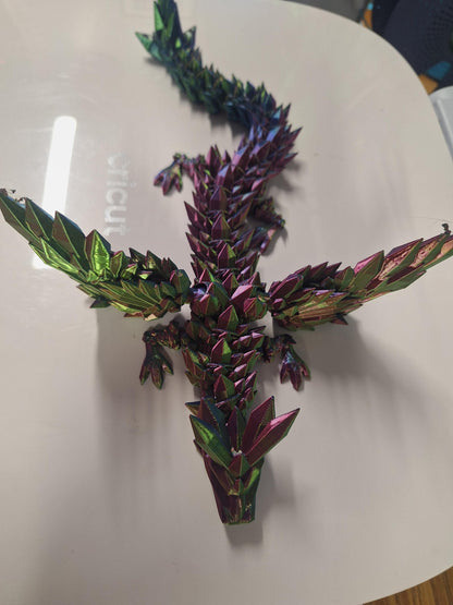 3D Printed Crystal Dragon Fidget Toy: Rainbow Desk Decor