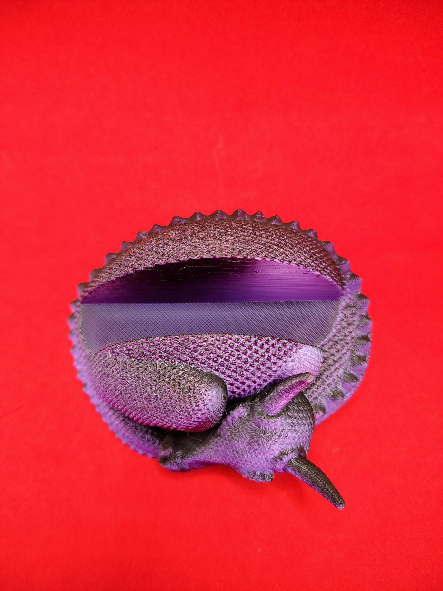 Sleeping Dragon Phone Holder: 3D Printed Purple-Black PLA Desk Stand
