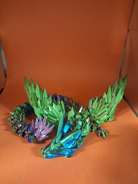 3D Printed Crystal Dragon Fidget Toy: Rainbow Desk Decor