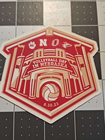 Husker Volleyball Day 8-30-23 Sticker 2-pack Water Resistant Vinyl Laminated