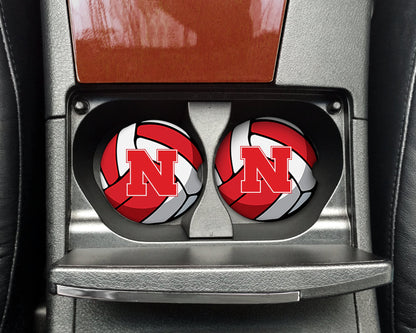 Husker Volleyball Nebraska NCAA Ceramic Car Coasters (2-PK)