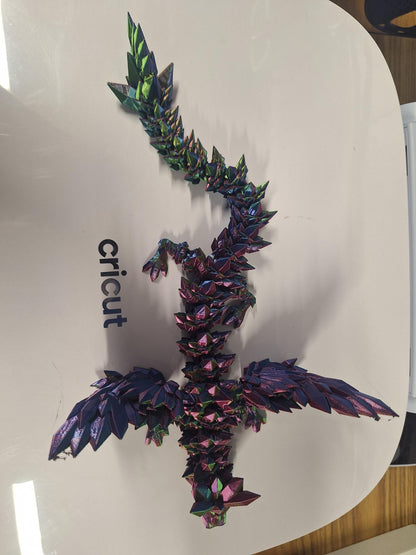 3D Printed Crystal Dragon Fidget Toy: Rainbow Desk Decor