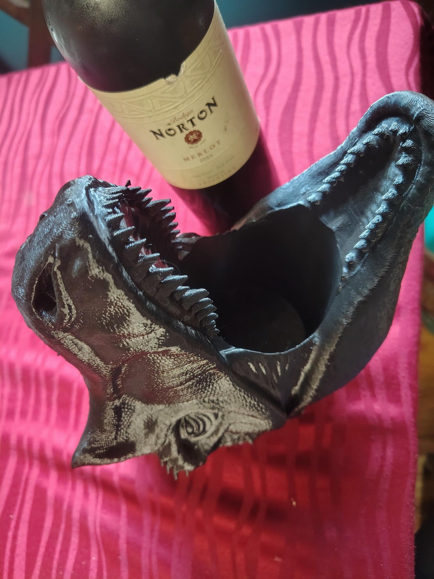 3D Printed Dinosaur Wine Bottle Holder | Unique Bar Decor