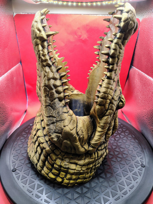 Alligator Wine Bottle Holder, Rustic Barware Decor