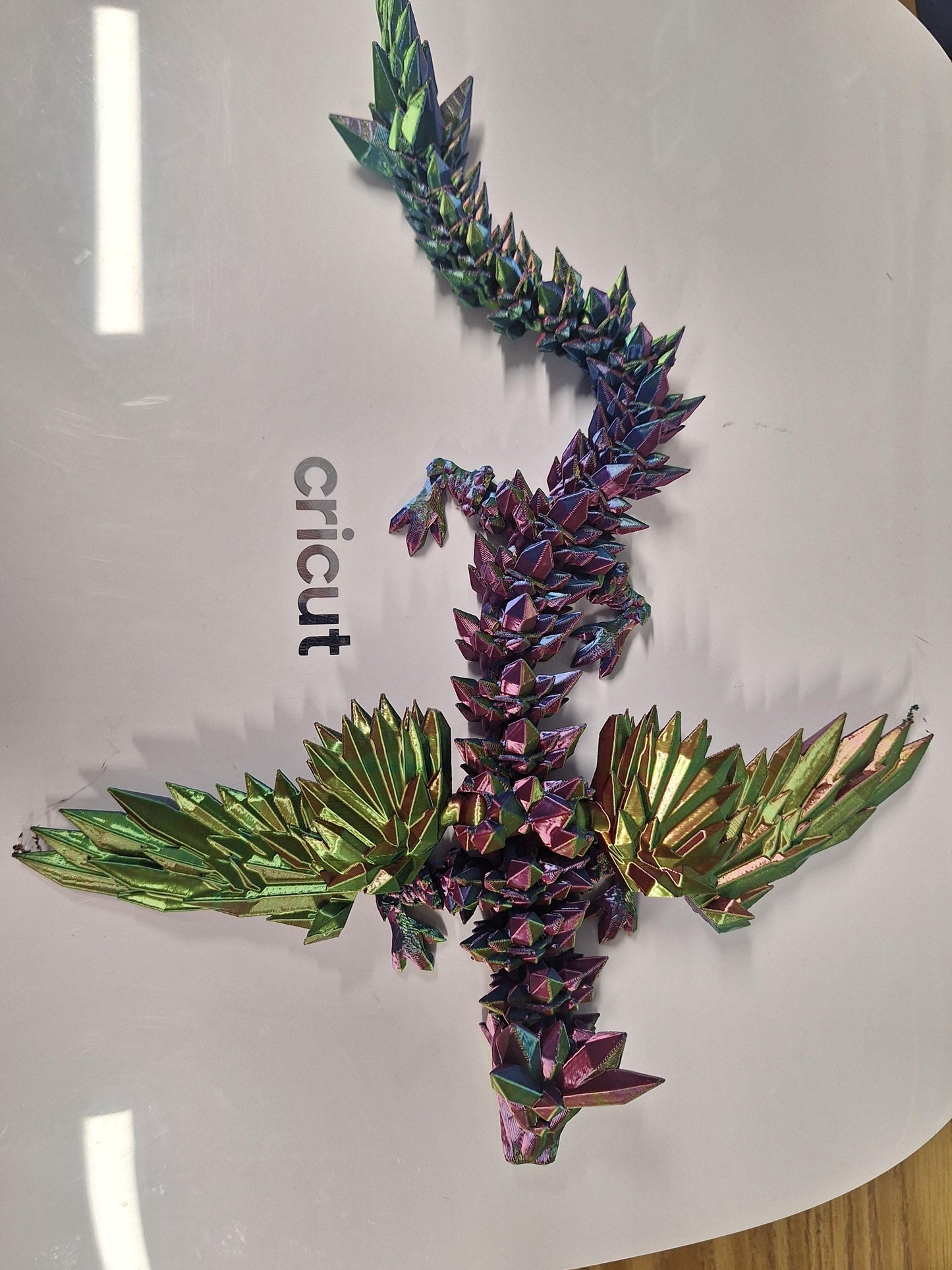 3D Printed Crystal Dragon Fidget Toy: Rainbow Desk Decor