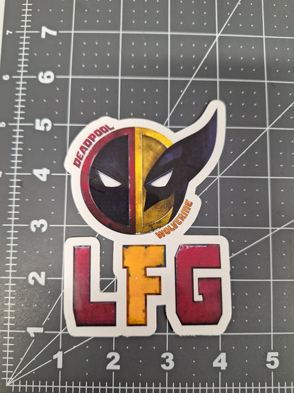 Deadpool Wolverine Vinyl Sticker: LFG Waterproof Decal (5"H x 3.5"W)